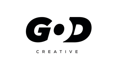GOD letters negative space logo design. creative typography monogram vector