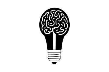 Brain in a lightbulb illustration icon flat infographic 