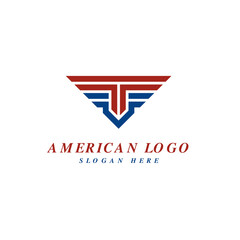 Obraz premium American wings emblem badge logo design