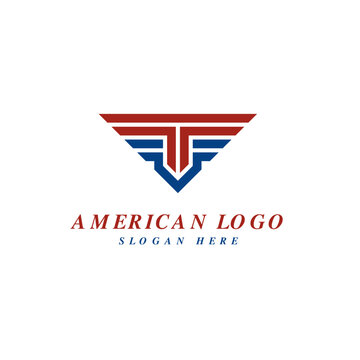 American wings emblem badge logo design