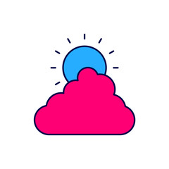Filled outline Sun and cloud weather icon isolated on white background. Vector