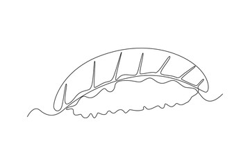 Continuous one line drawing a fresh sushi. Breakfast concept. Single line draw design vector graphic illustration.