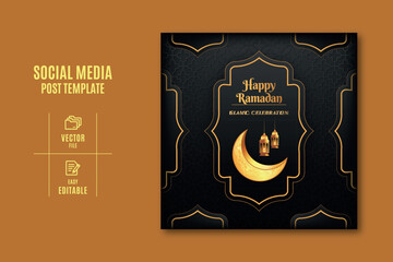 Vector Ramadan Kareem greeting card design with Islamic background