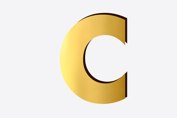 golden Alphabet C, isolated over white background
