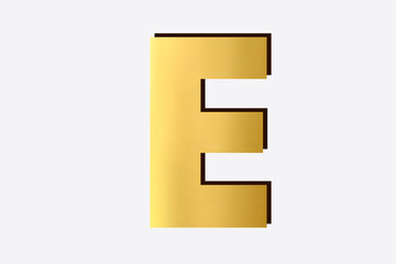 golden Alphabet E, isolated over white background