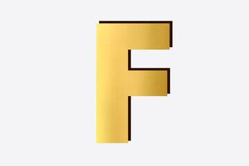 golden Alphabet F, isolated over white background