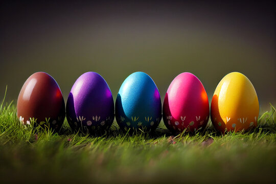 Easter eggs in grass, generative art