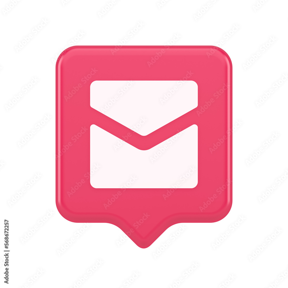 Poster email letter incoming message closed envelope mobile application button 3d realistic speech bubble i