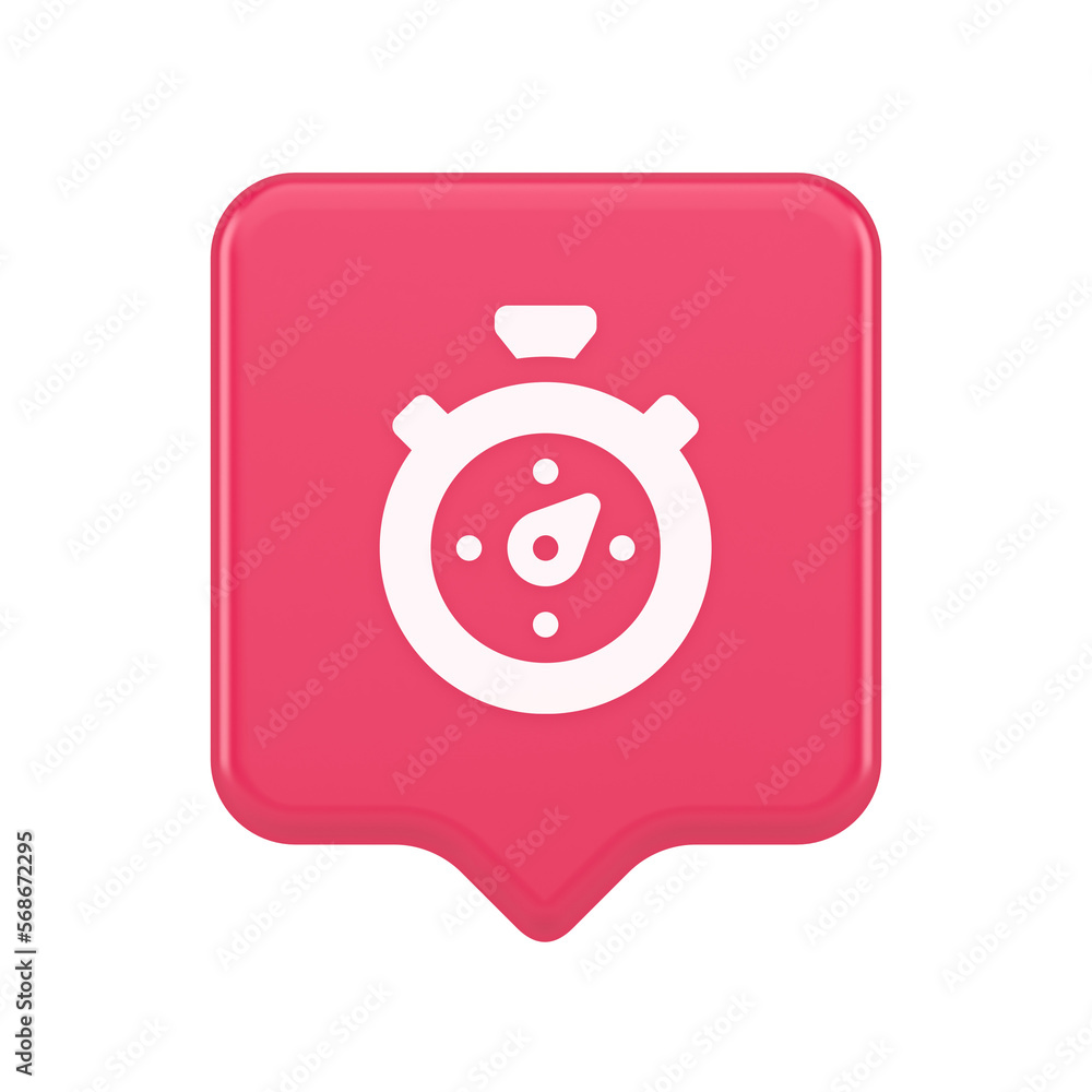 Aufkleber stopwatch button timer speed time counting application panel interface 3d realistic speech bubble ic