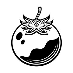 Tomato vector illustration in black and white style isolated object