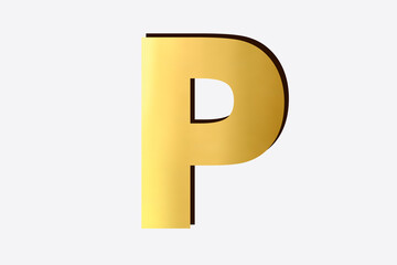 golden Alphabet P, isolated over white background