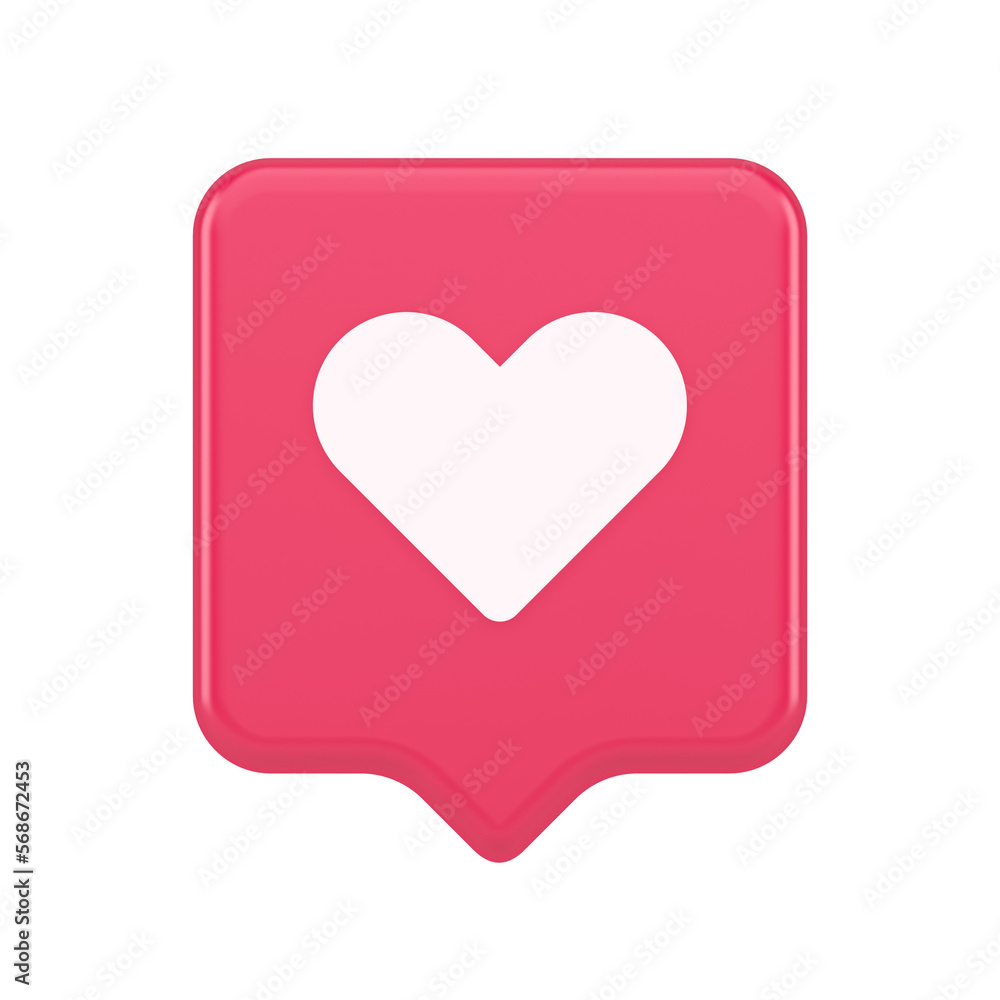 Poster dating application mobile interface button with heart social network communication 3d speech bubble 