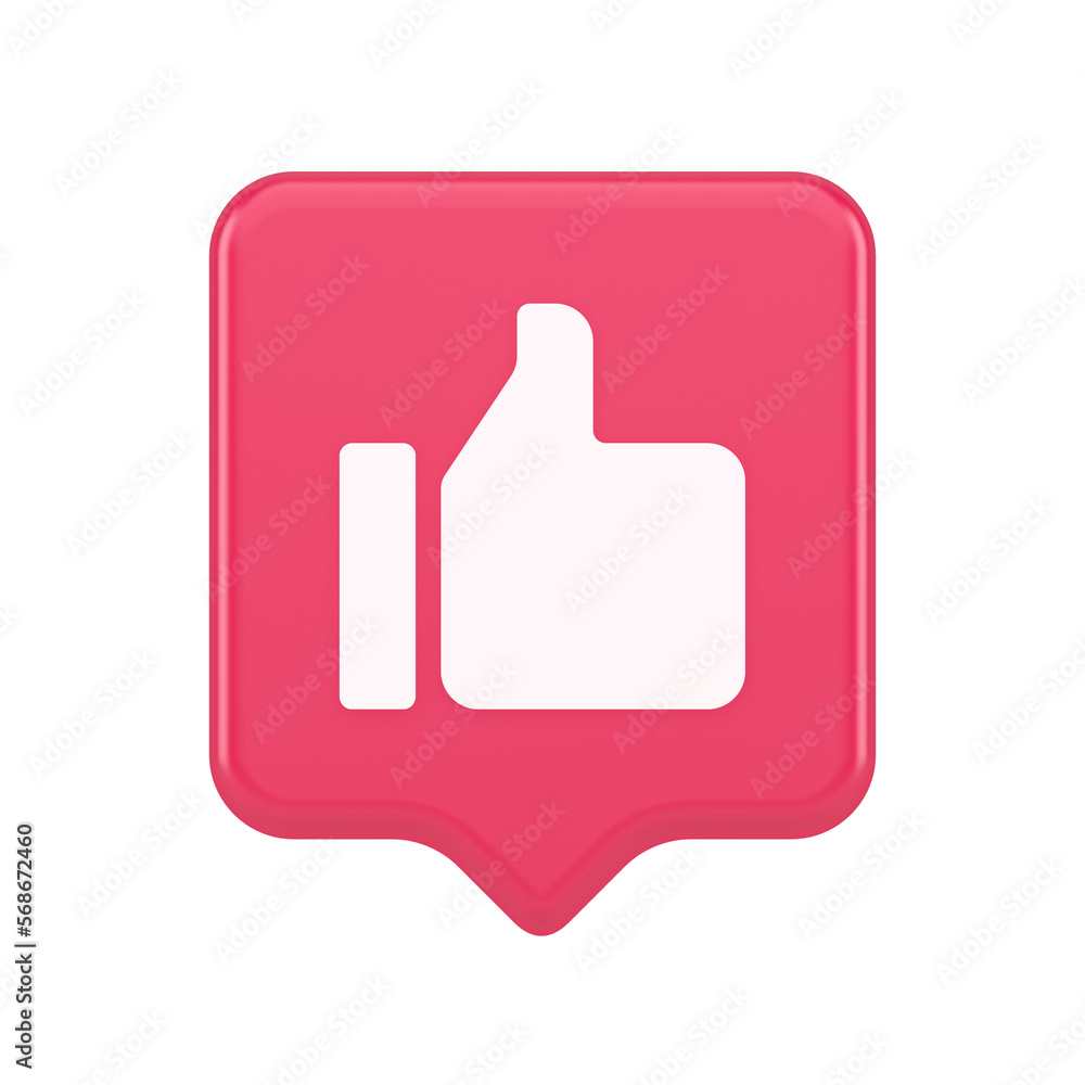 Poster Thumb up like cool button cyberspace approve acceptance communication 3d realistic speech bubble icon