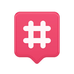 Obraz premium Hashtag button social network media communication symbol internet message key 3d speech bubble icon