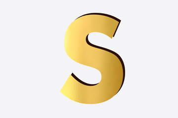 golden Alphabet S, isolated over white background