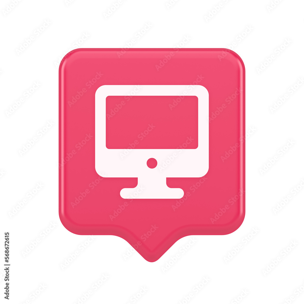 Poster computer monitor connection button cyberspace digital technology 3d realistic speech bubble icon
