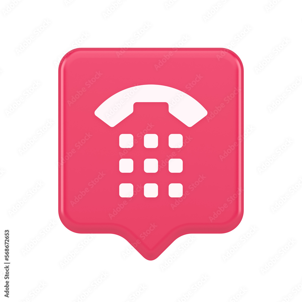 Poster phone call button application handset mobile contact communication 3d realistic speech bubble icon