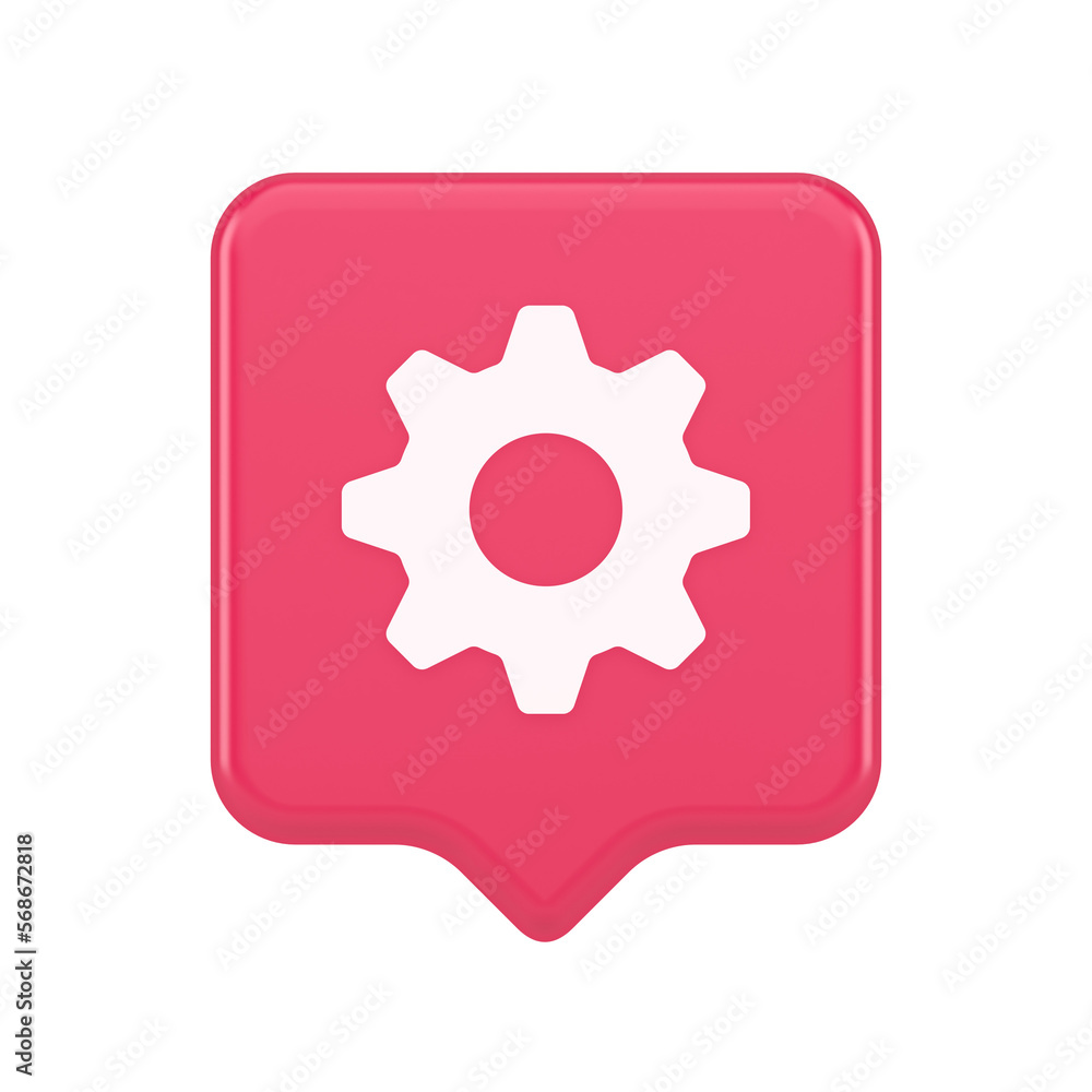 Poster cog gear button web technology setting repair business interface 3d realistic speech bubble icon
