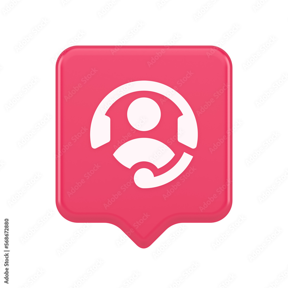 Poster customer support helpdesk assistance button call helpline connection 3d realistic speech bubble icon