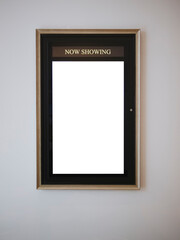 Mock up Poster frame on wall Now showing Movie Poster in theatre - 568672813