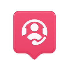 Customer support helpdesk assistance button call helpline connection 3d realistic speech bubble icon