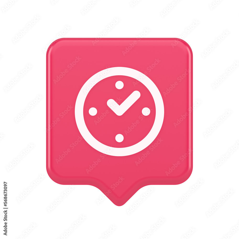 Poster Watch time control button alarm clock deadline checking web app design 3d realistic speech bubble icon