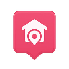 House location GPS route button distance navigation map pin pointer address direction 3d speech bubble icon