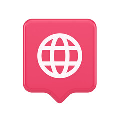 Global internet connection GPS planet button network web business communication 3d speech bubble icon