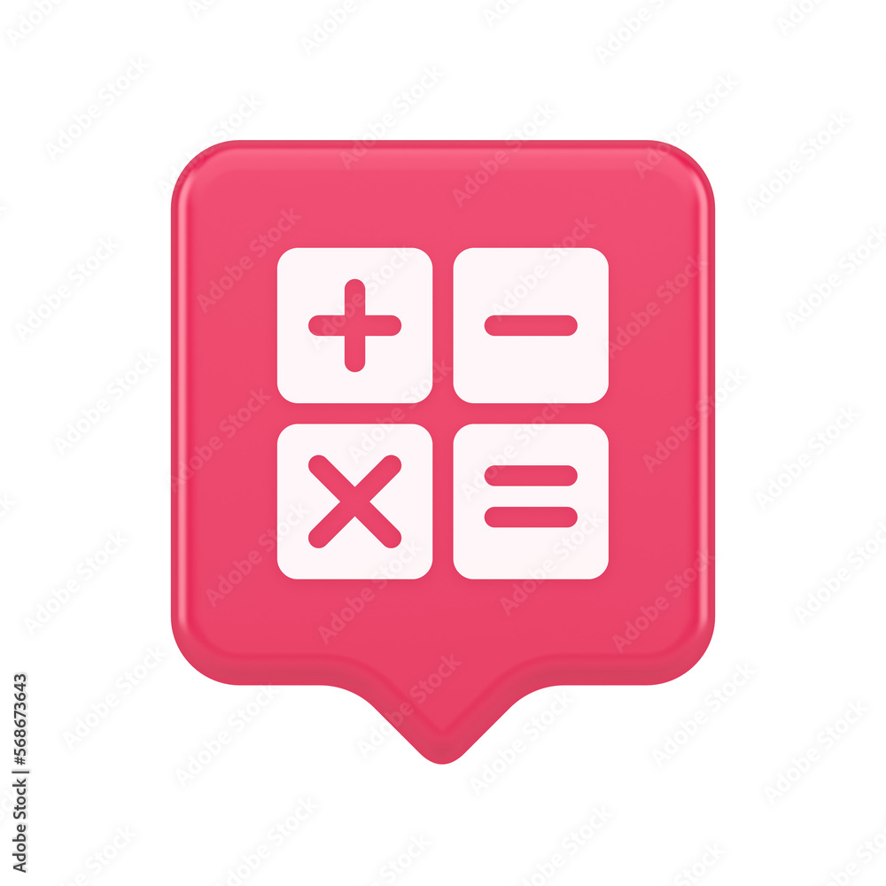 Poster calculator math counting button accounting balance mathematics financial keyboard 3d speech bubble i