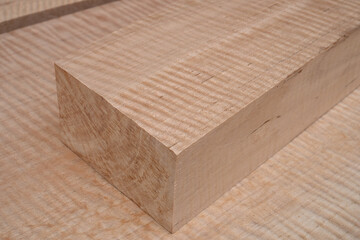 Maple wood sawed timber has tiger stripe or curly stripe grain