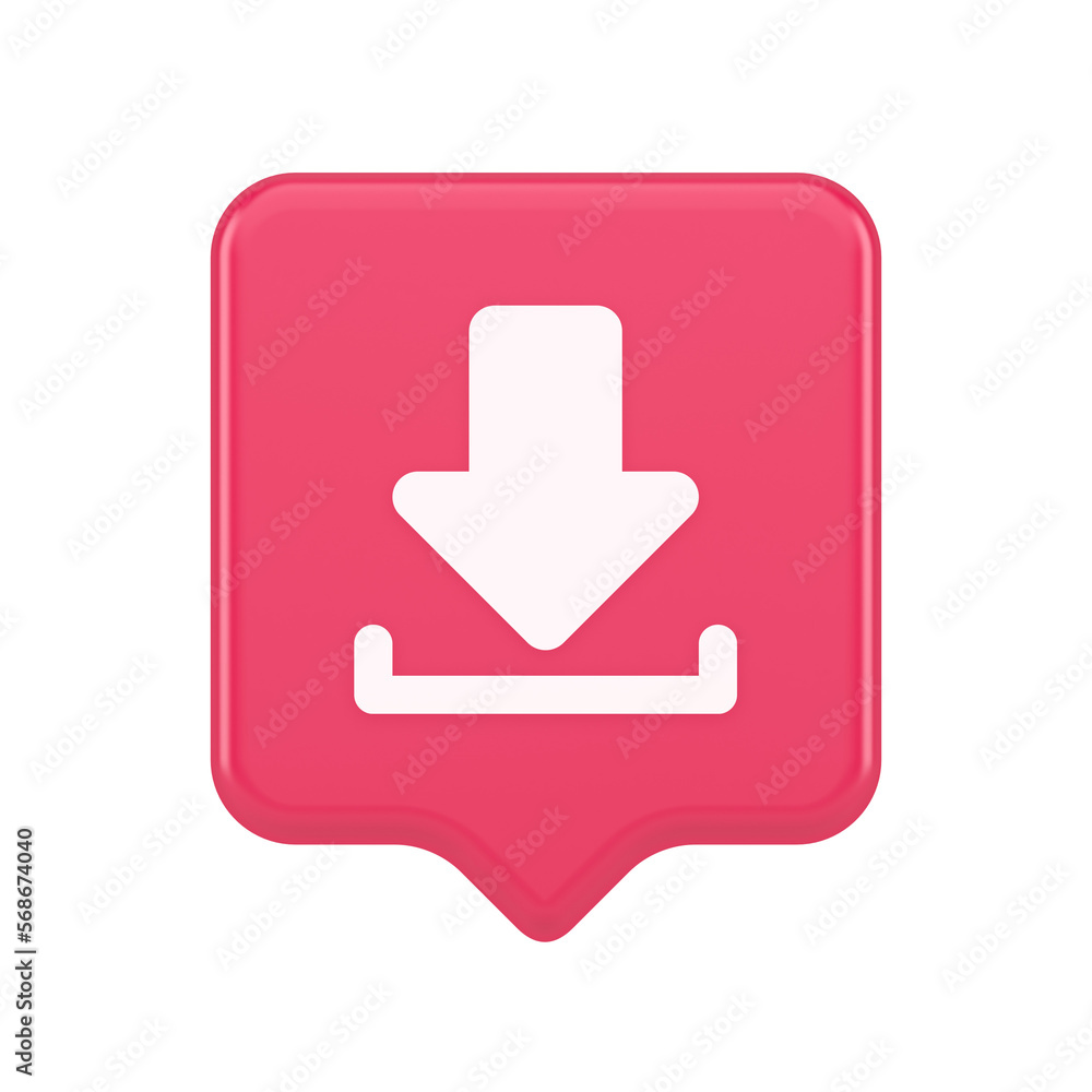 Poster download down arrow cyberspace information storage button internet file browsing 3d speech bubble ic