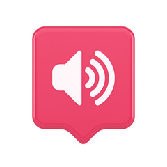 Volume sound button speaker acoustic level noise wave control 3d realistic speech bubble icon