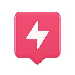 Charge power lightning button electricity thunderbolt arrow 3d realistic speech bubble icon