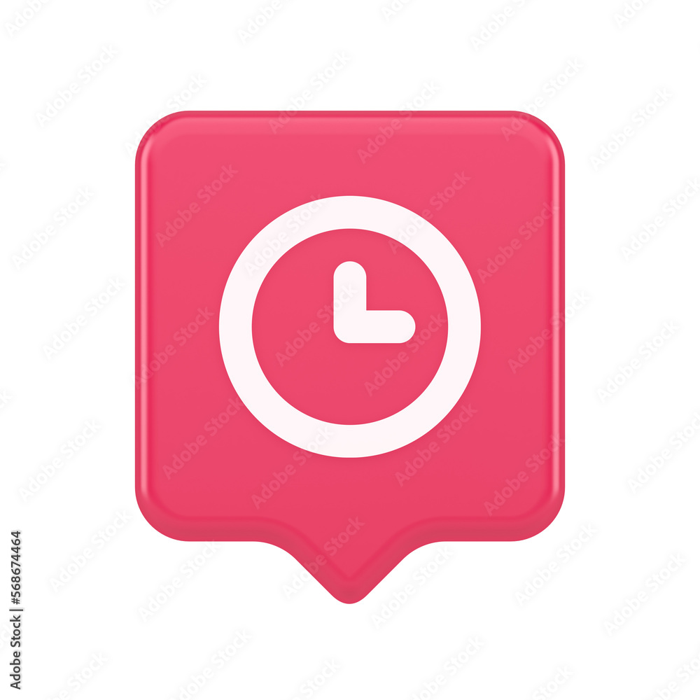 Poster timer countdown deadline control button time management watch web app design 3d speech bubble icon
