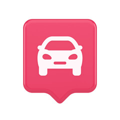 Car automobile button urban travel traffic transportation drive rent repair 3d realistic speech bubble icon