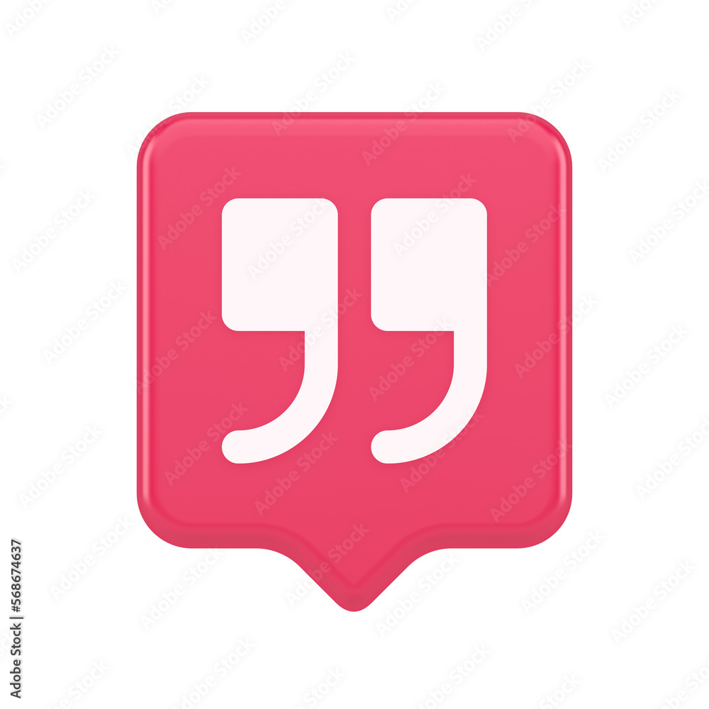Poster quotes mark button chat comment cyberspace conversation dialogue 3d realistic speech bubble icon