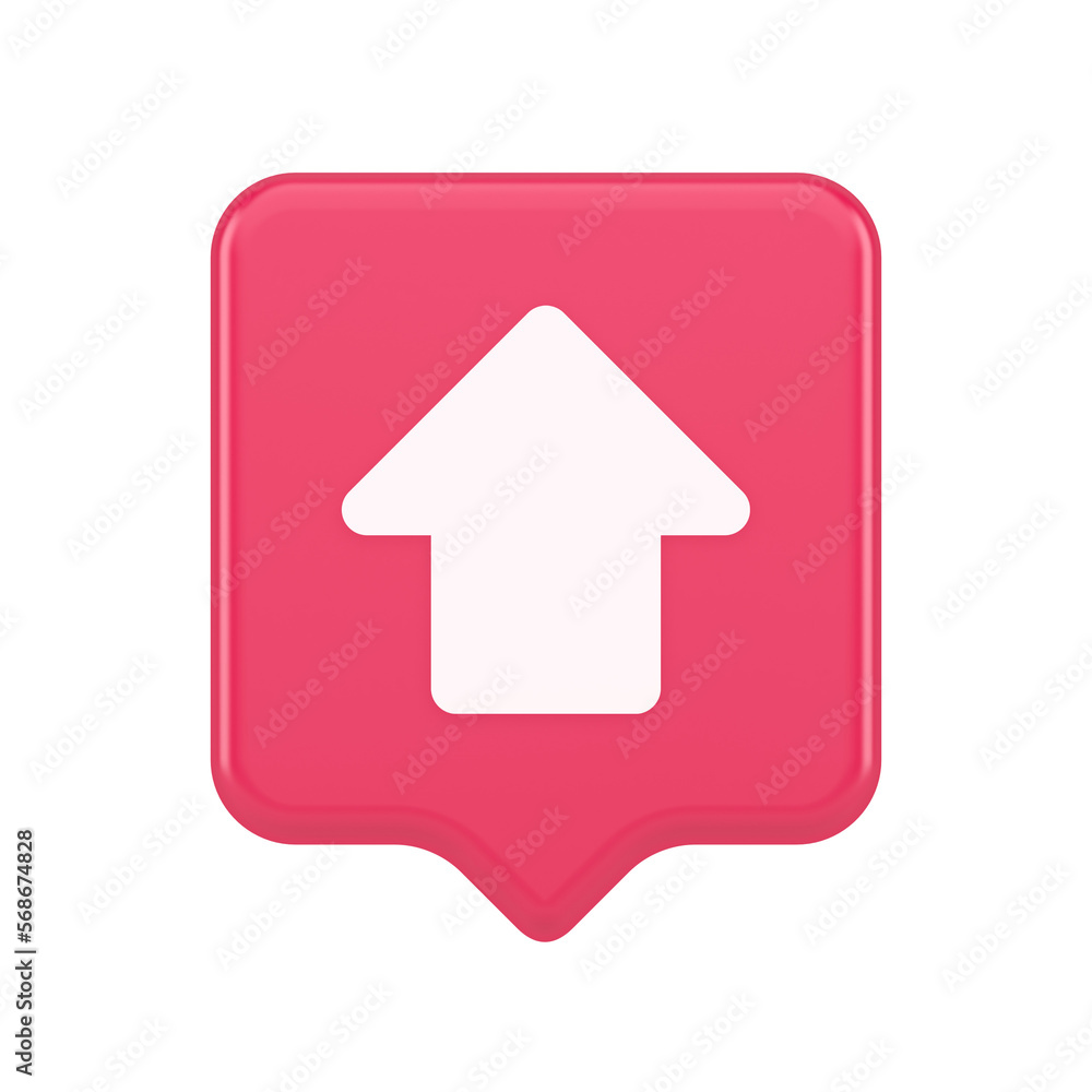 Poster arrow up button directional pointer cyberspace cursor 3d realistic speech bubble icon