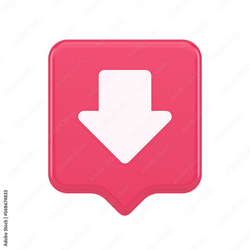 Poster arrow down button keyboard navigation pointer cyberspace downloading web app 3d speech bubble icon