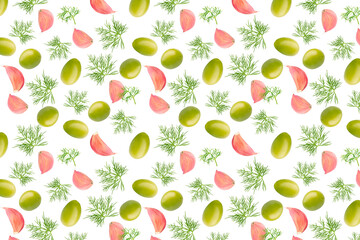 Falling vegetables on white background for advertisement