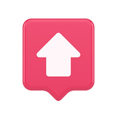 Arrow up button directional pointer cyberspace cursor 3d realistic speech bubble icon