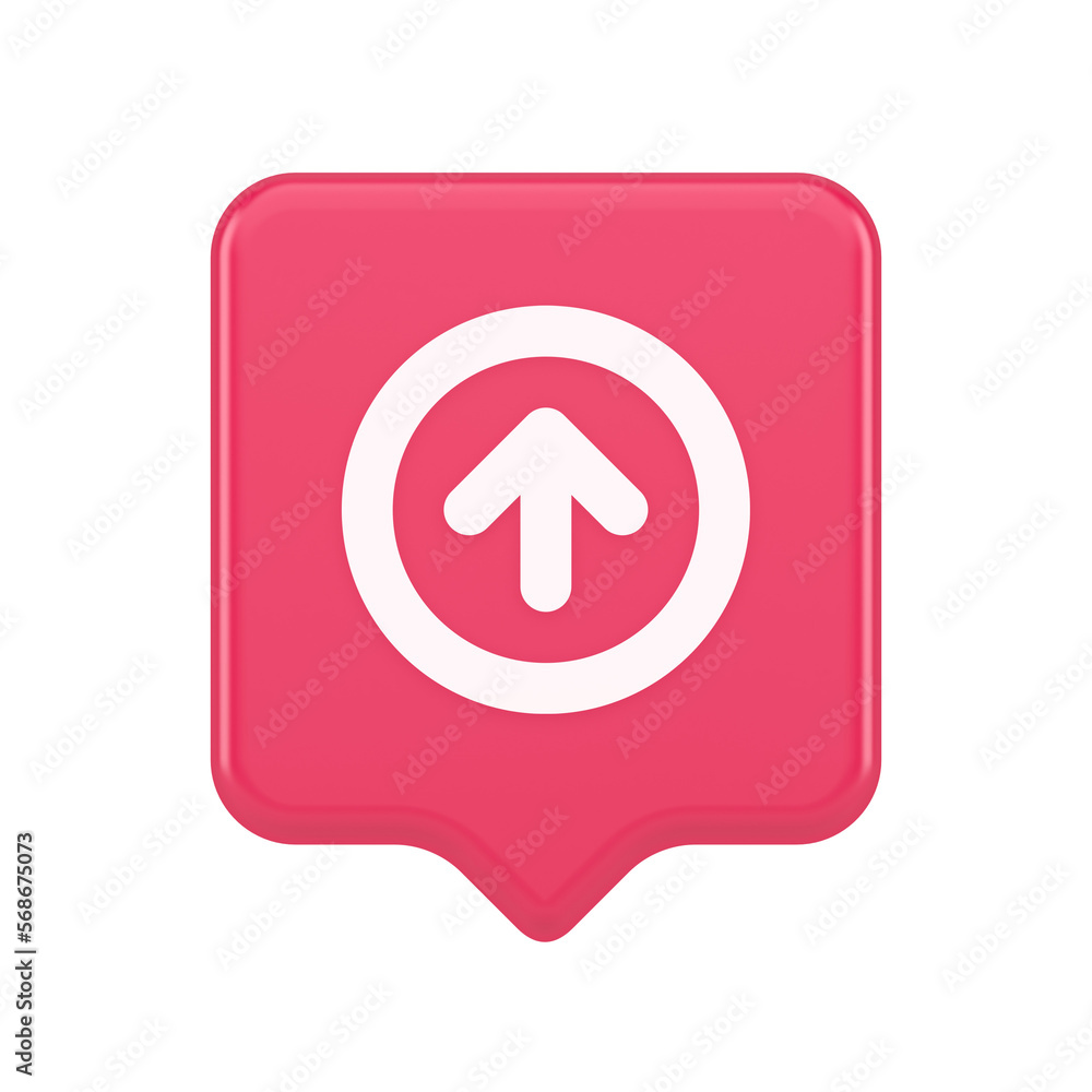 Poster up arrow round border button cyberspace navigation pointer 3d realistic speech bubble icon