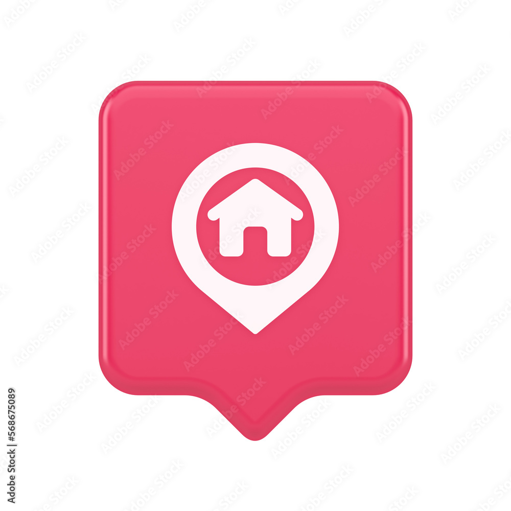Poster house map pin location button navigation panel web app gps network pointer 3d realistic speech bubbl