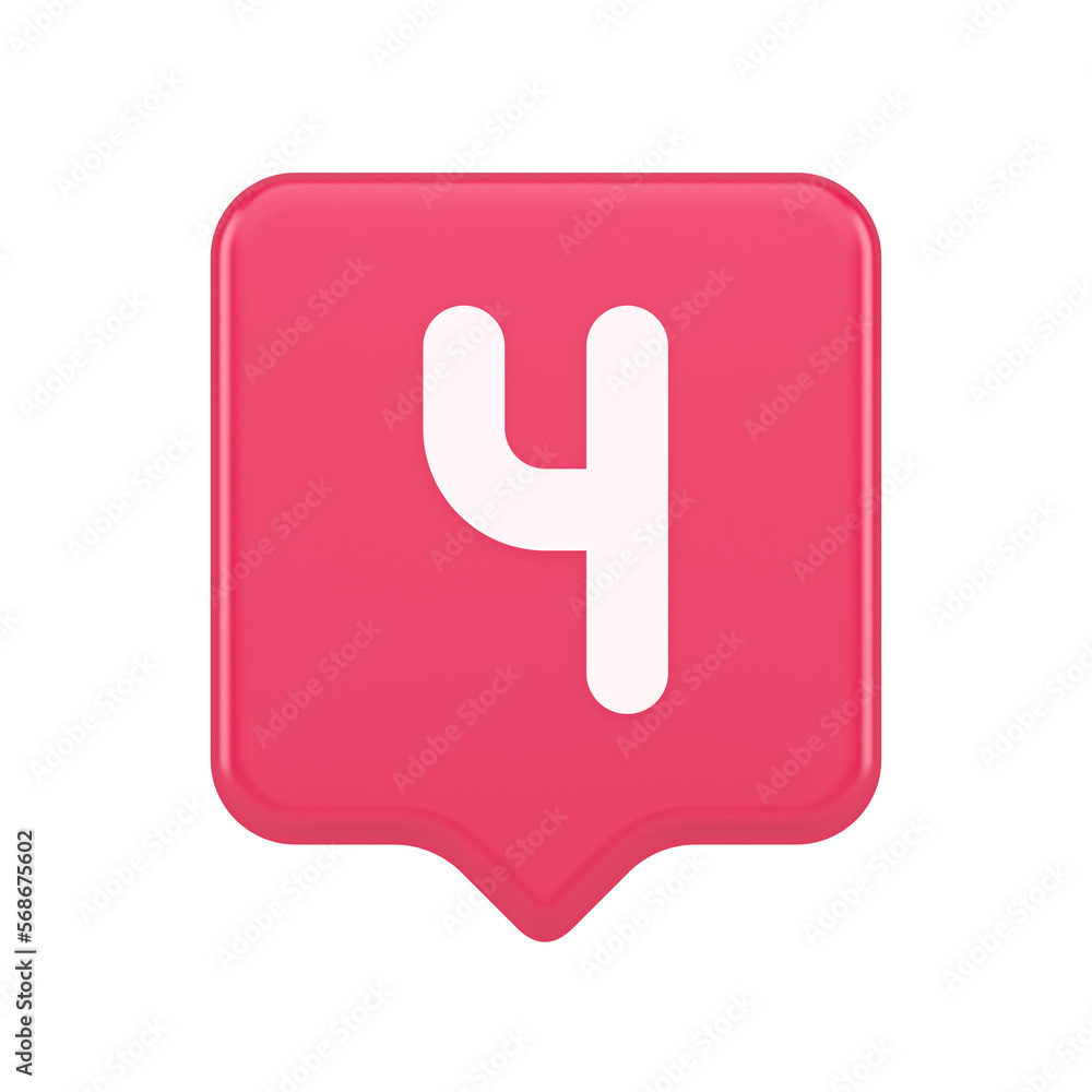 Poster four number pink squared button keyboard interface financial calculation service 3d speech bubble ic