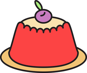 Savarin Cake with Berry Illustration
