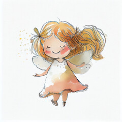 Watercolor illustration of a cute fairy. Generative ai