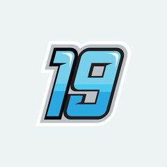 19 number racing design vector