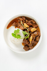 beef with rice and sauce