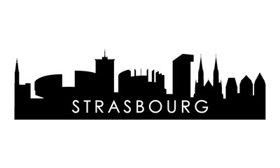 Strasbourg skyline silhouette. Black Baton Rouge city design isolated on white background. - obrazy, fototapety, plakaty