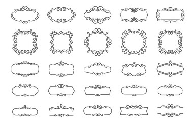 Vector set of floral ornaments elements for page decoration and design. Floral Frame.