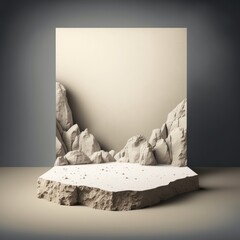 Rustic stone mountain background, minimalist mockup for podium display or showcase AI generation